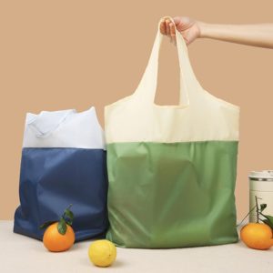 Simple Color-blocking Collapsible Shopping Bag