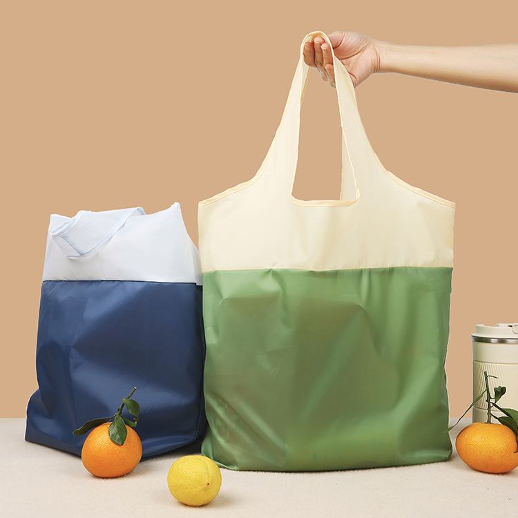 Simple Color-blocking Collapsible Shopping Bag