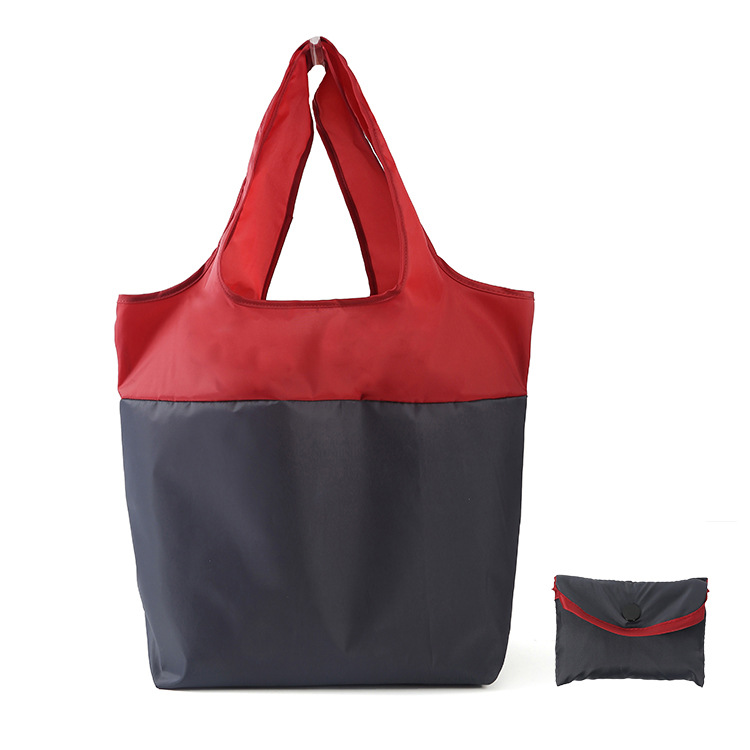 Simple Color-blocking Collapsible Shopping Bag