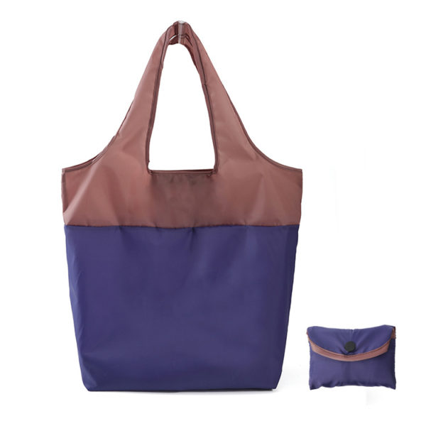 Simple Color-blocking Collapsible Shopping Bag
