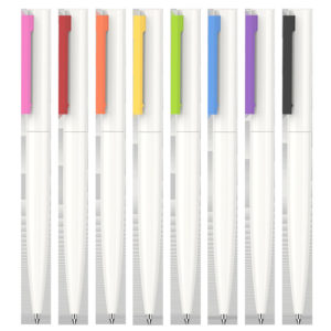 Simple White Pen With Multi-colored Clip