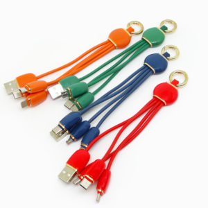 Multi-colored 3 In 1 Charging Cable With Keychain