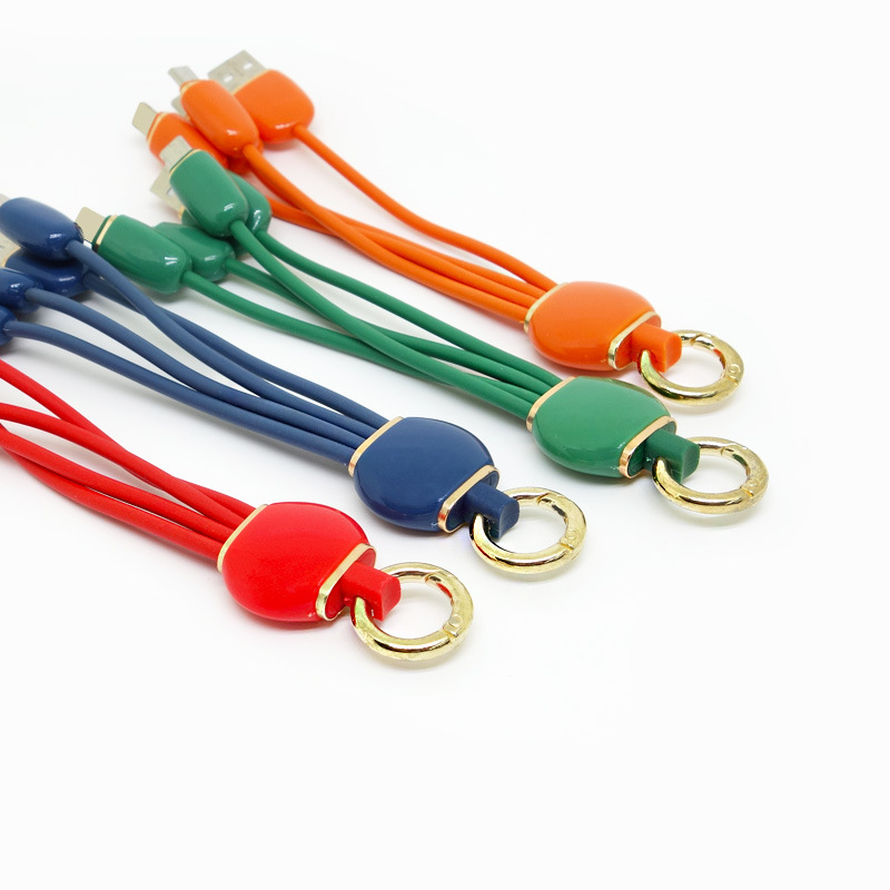 Multi-colored 3 In 1 Charging Cable With Keychain