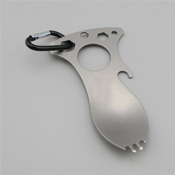 Stainless Steel Multi Functional Spoon Spork with Carabiner