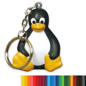 Tiny Sitting Penguin Shaped Stress Ball with Keychain