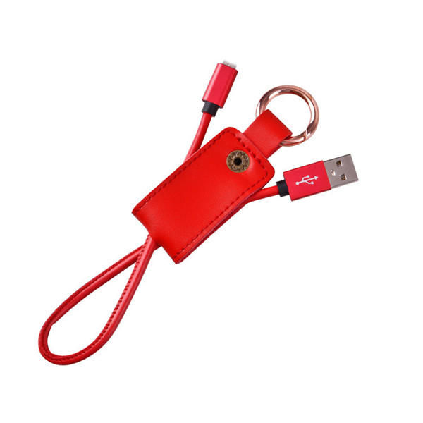 PU Leather Keychain Charging Cable USB Date Cord