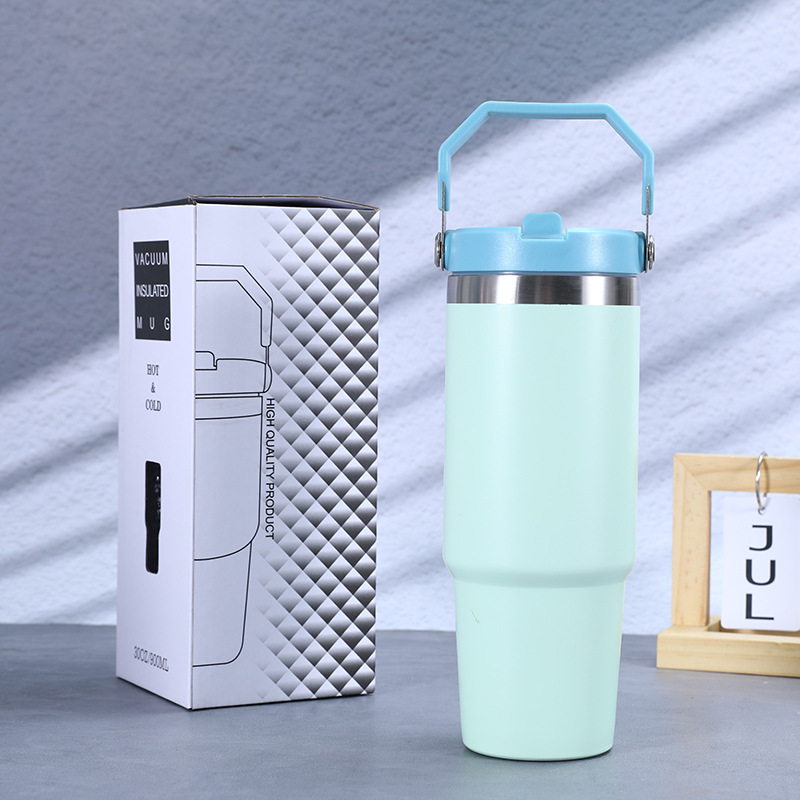 Portable Vacuum Straw Insulated Bottle 30oz