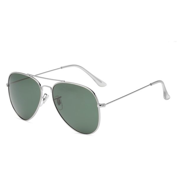 Aviator Metal Frame Sunglasses with Logo on Lens