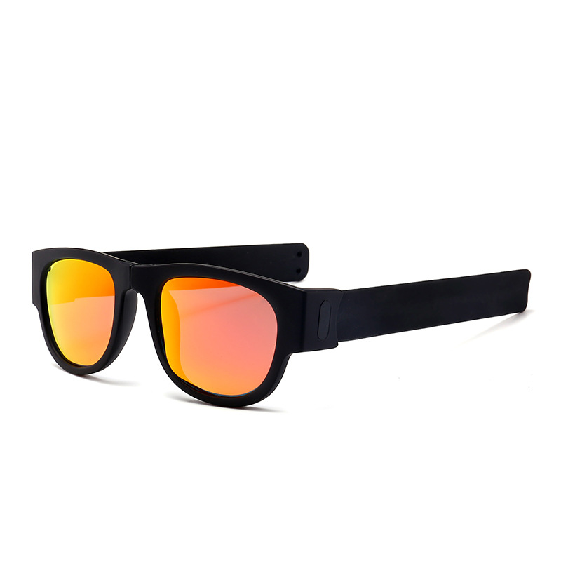 Bracelet Foldable Slap Sunglasses with Mirrored Lens