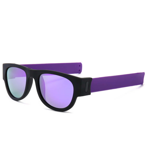 Bracelet Foldable Slap Sunglasses with Mirrored Lens