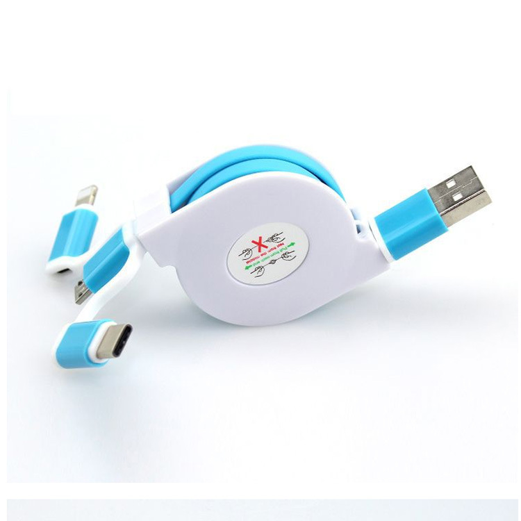 Mini Retractable 3-in-1 Multi-Function USB Charging Cable