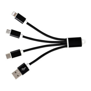 Nylon Woven Braided  3-in-1 Charging Cable Keychain