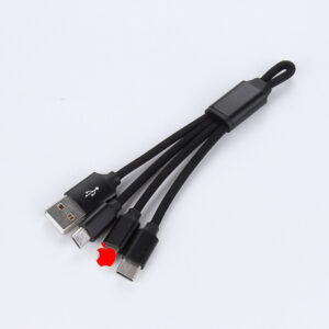 Nylon Woven Braided  4-in-1 Charging Cable Keychain
