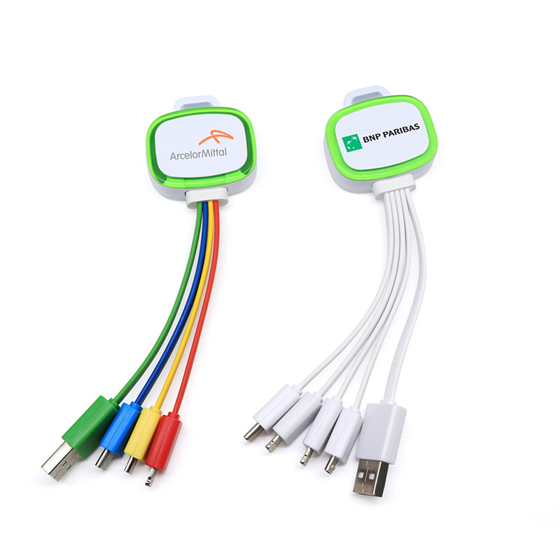 Luminous LED 5-in-1 Charging Cable Keychain