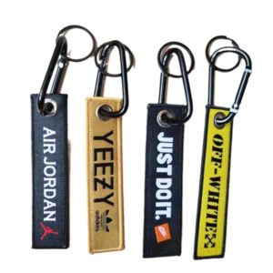 Woven Marks Embroidered Ribbon with Keychain