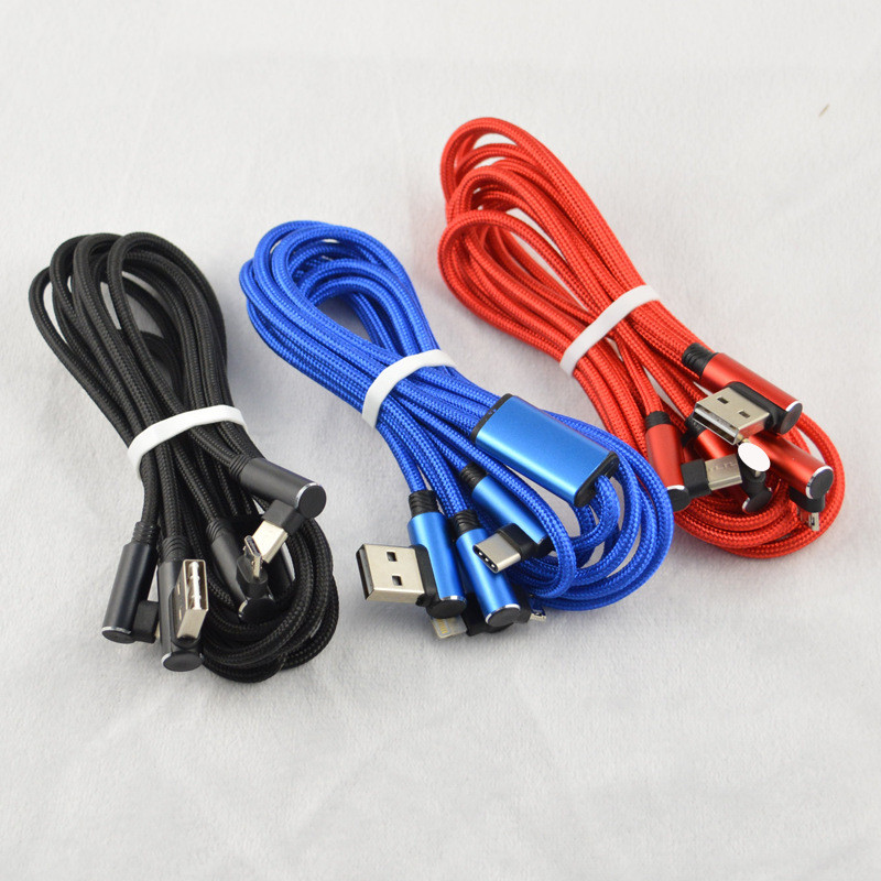 90 Degree Right Angle 3-in-1 Charging Cable