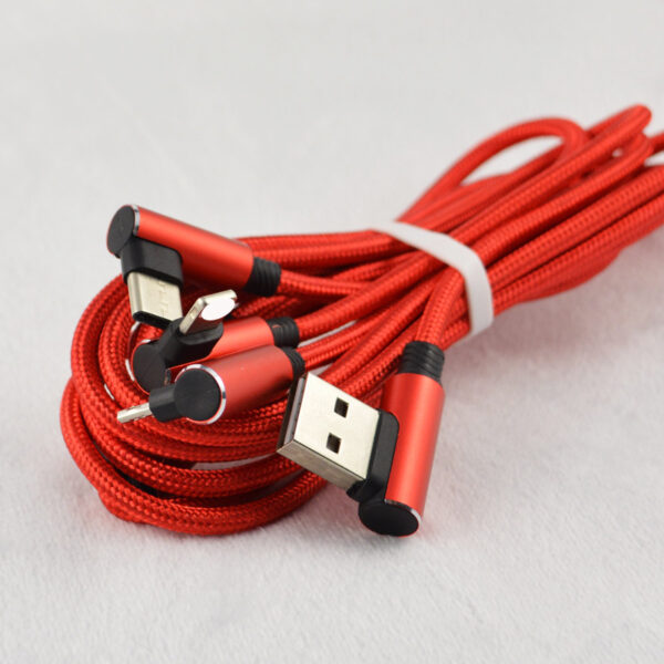 90 Degree Right Angle 3-in-1 Charging Cable