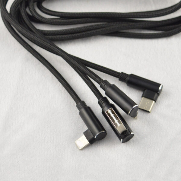 90 Degree Right Angle 3-in-1 Charging Cable