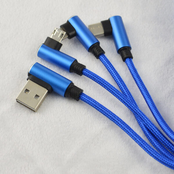 90 Degree Right Angle 3-in-1 Charging Cable