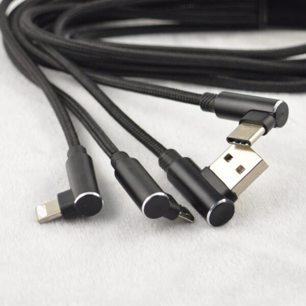 90 Degree Right Angle 3-in-1 Charging Cable