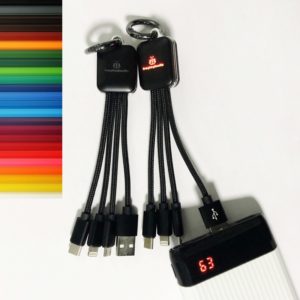 Square 4 in 1 Charging Buddy Cable With Custom LED Luminous Lighting Logo