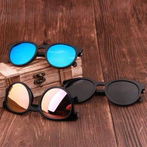Round Sunglasses Wood Frame