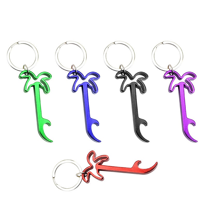 Aluminum Palm Tree Bottle Opener Key Ring