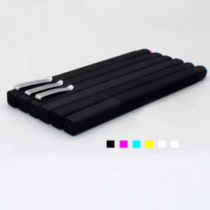 Rubberized Square Ballpoint Pen Stylus with Clip