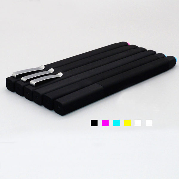 Rubberized Square Ballpoint Pen Stylus with Clip