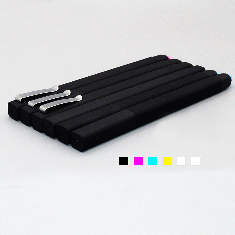 Rubberized Square Ballpoint Pen Stylus with Clip