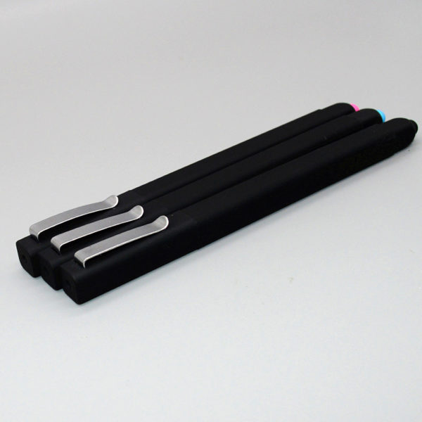 Rubberized Square Ballpoint Pen Stylus with Clip