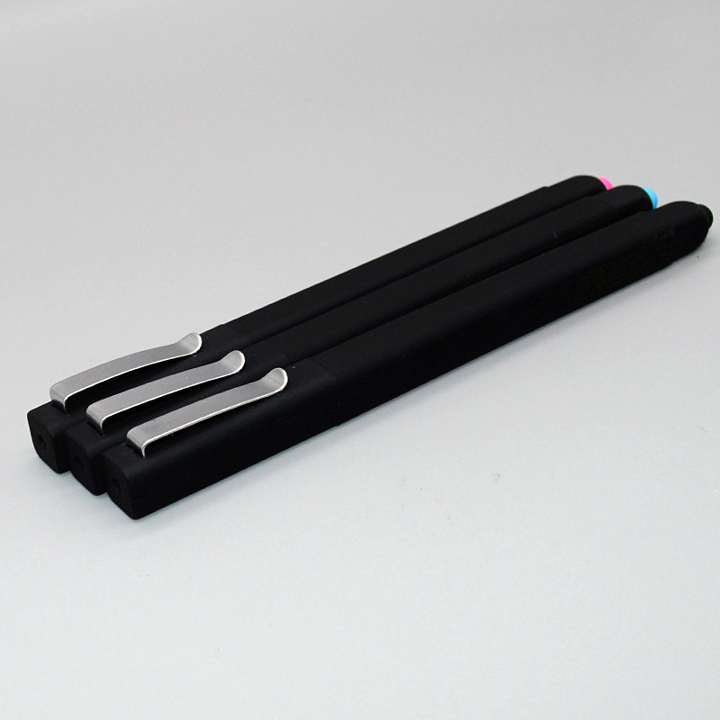 Rubberized Square Ballpoint Pen Stylus with Clip