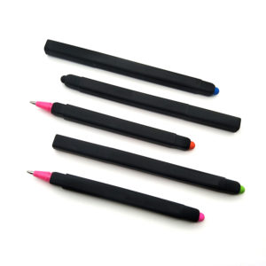 Rubberized Square Ballpoint Pen Stylus without Clip