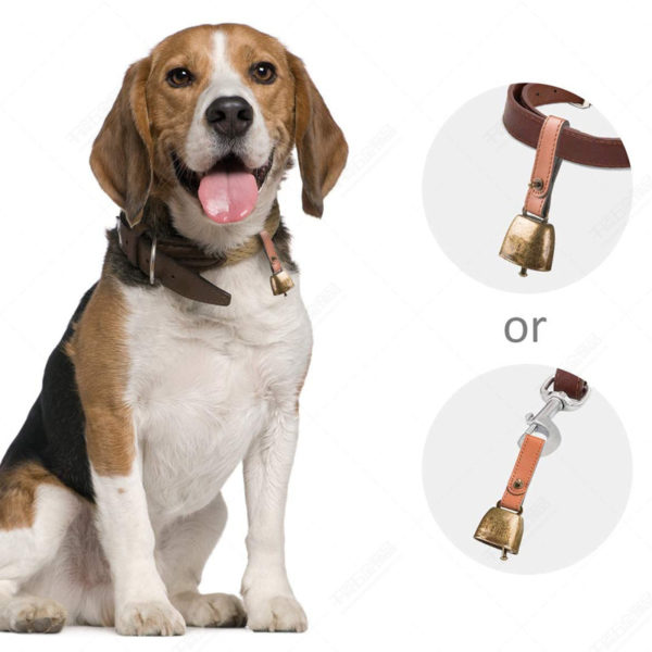 Pet Nickel-Plated Cow Bell with PU Leather Strap