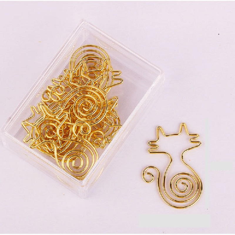 Cat Shaped Cartoon Metal Paperclip In A Box