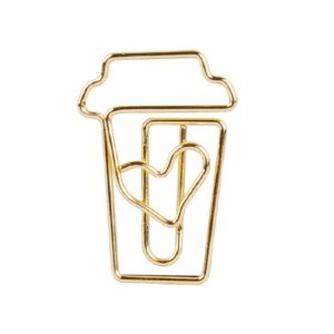 Coffee Cup Shaped Metal Paperclip In A Box