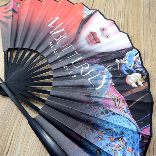 Fancy Silk Folding Fan with Bamboo Frame