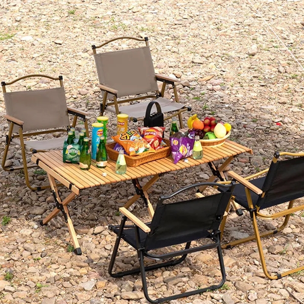 High Back Outdoor Lawn Folding Chair with Wooden Hard Arms with Logo