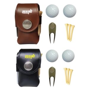 4-in-1 Real Leather Golf Ball Storage Bag Set