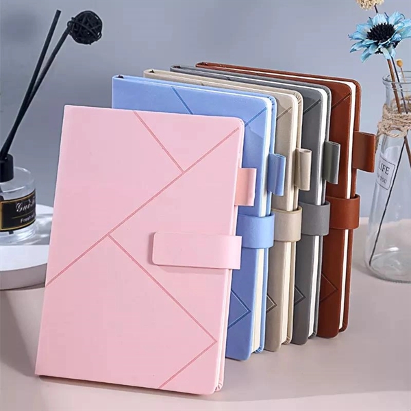 Pu Magnetic Buckle Notebook With Pen Holder