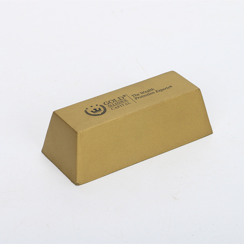 Foam Gold Bullion Shaped Stress Ball with Customized Logo