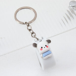 Cartoon White Dog Mini Stapler with Keychain