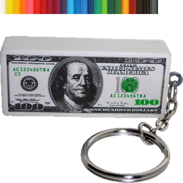 $100 Rectangular Stress Ball Keychain
