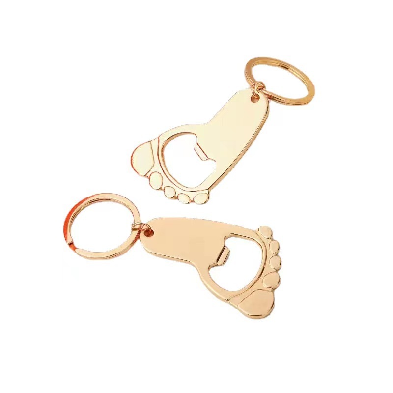 Zinc Alloy Footprint-Shaped Bottle Opener Keychain
