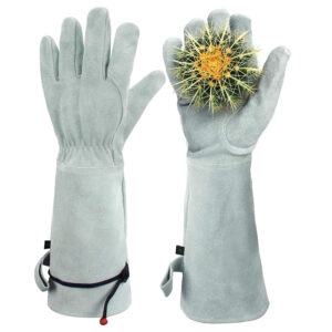 Cowhide Long-Cuff Gardening Gloves with Logo