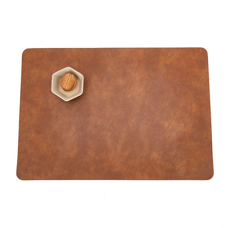 Cowhide Pattern Waterproof PU Leather Insulated Placemat
