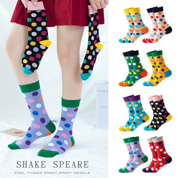 Custom Logo Polka Dot Mid-Calf Sock - Image 2