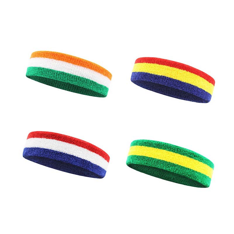 Tricolor Striped Sports Headband for Basketball and Running with Custom Logo