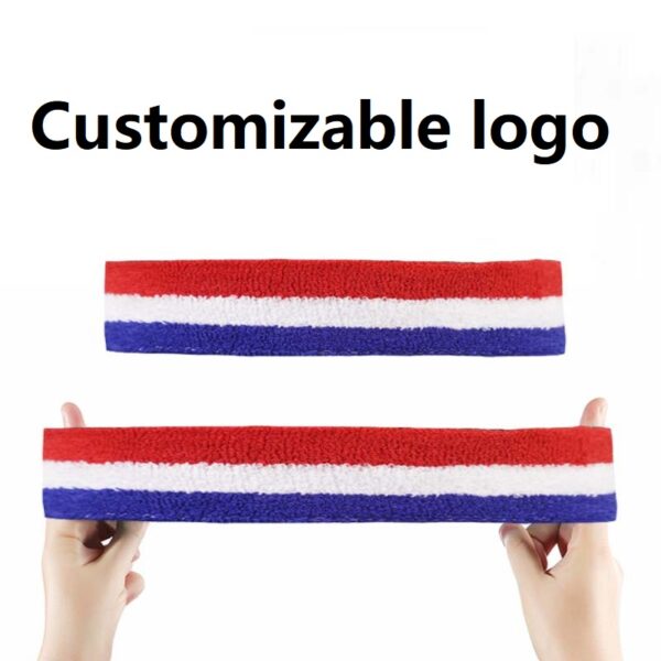 Tricolor Striped Sports Headband for Basketball and Running with Custom Logo