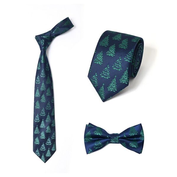 Men's Christmas Polyester Tie and Bow Tie Set with Custom Logo - Image 2